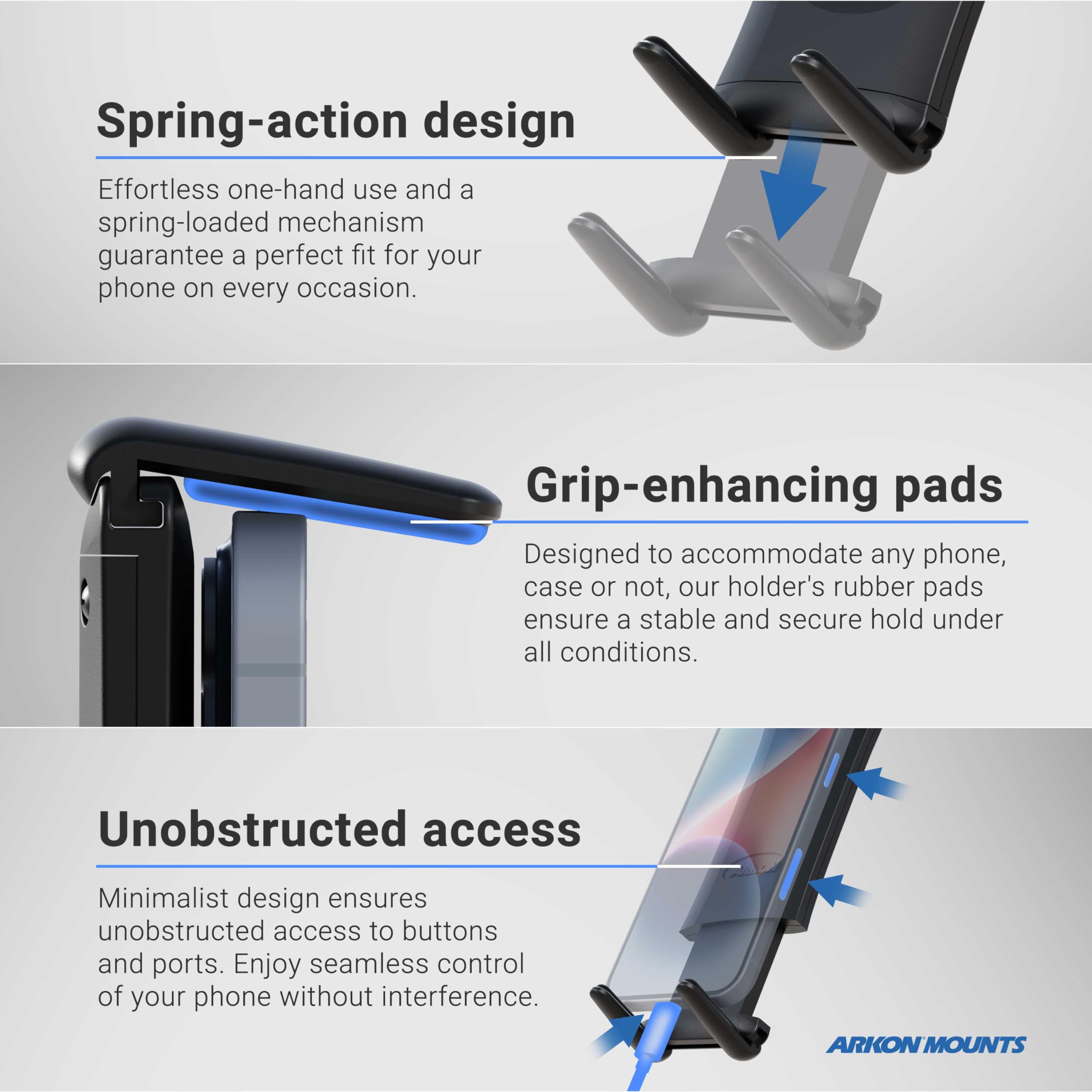 Image secondaire de Arkon Rail de siège de Voiture ou au Sol Support de Fixation pour iPad Mini ou iPhone 7 6S 6 Plus iPhone 7 6S 6 5S Retail Noir