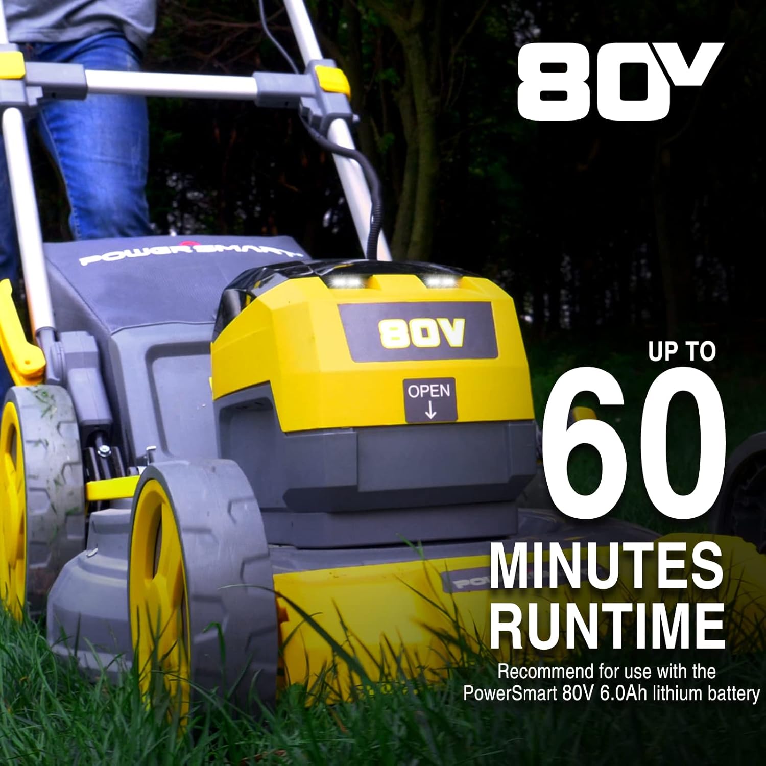 review PowerSmart 21-Inch Cordless Lawn Mower, 3-in-1 Battery Lawn Mower with 80V 6.0Ah Lithium-ion Battery and Charger