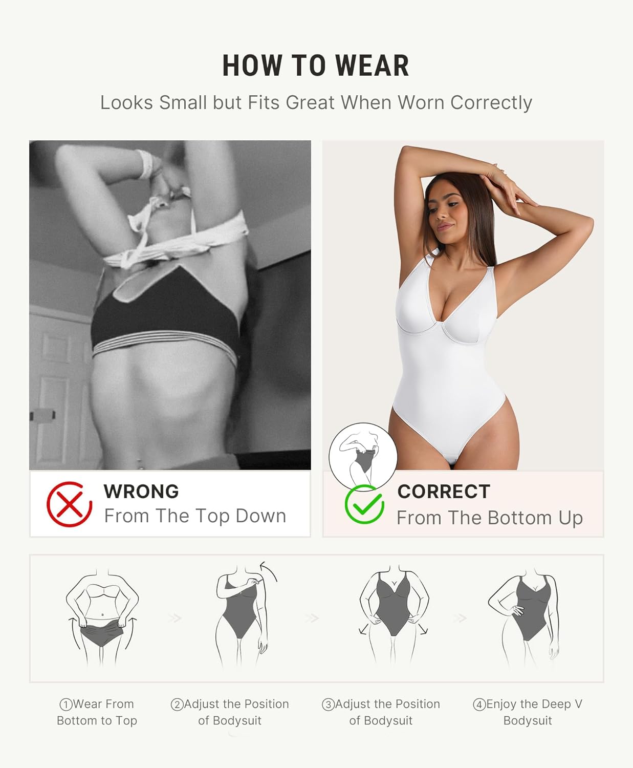 FeelinGirl Shapewear Bodysuits for Women Tummy Control Body Suits Deep V Neck Thong Body Shaper - Image 7