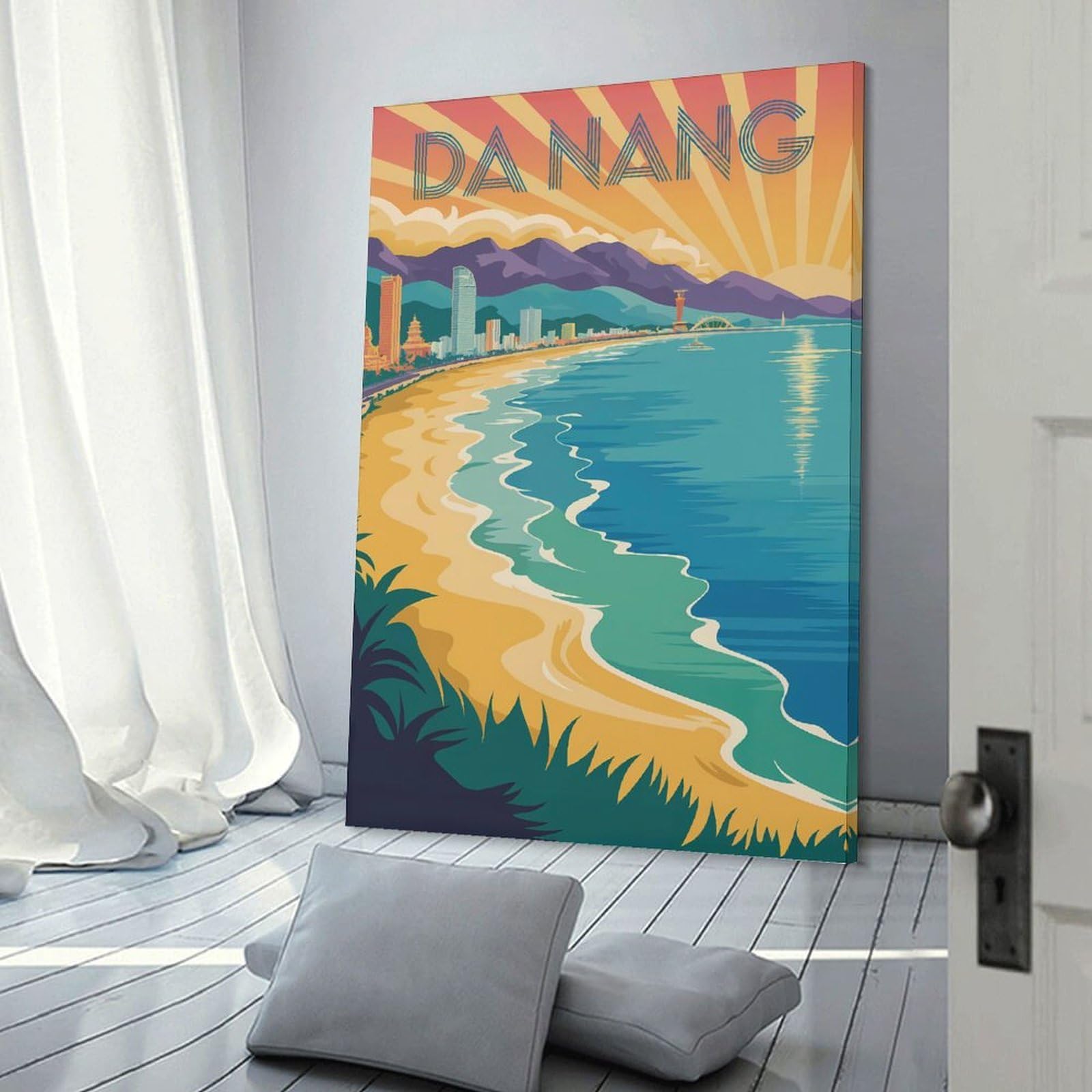 Junmoney Danang Vietnam Travel Wall Art Print, 24x36inch(60x90cm), for Office, Study Or Home Workspace, Decorative Artwork for Productive Spaces