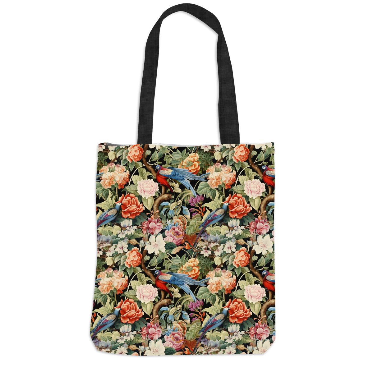 Henhesaha Canvas Tote Bag for Women, Christmas Birthday Gifts, Grocery Beach Bag, Forest Floral Ribbit Tiger Deer Giraffe