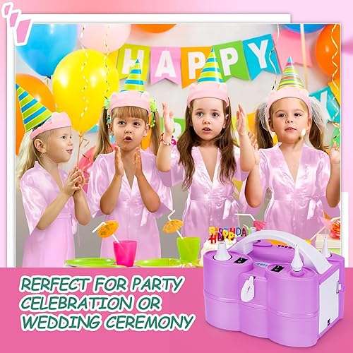 Miniatura 6 de AGPTEK Electric Air Balloon Pump, 110V 600W Rose Red Portable Dual Nozzle Inflator/Blower for Party Decoration A-Violeta,rosa / rojo (A-rose