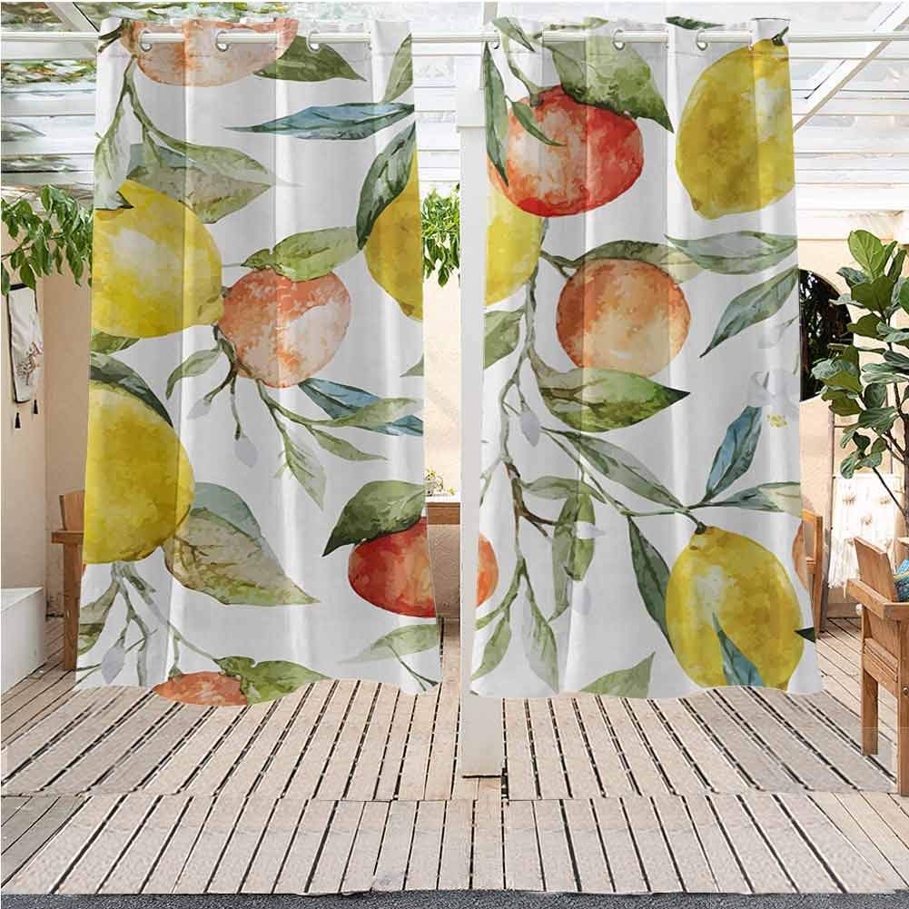 Outdoor Curtain Outdoor Patio Curtain Christmas Decoration Nature Lemon And Orange Clementine Thermal Insulated Darkening Single Panel (52W X 54L)