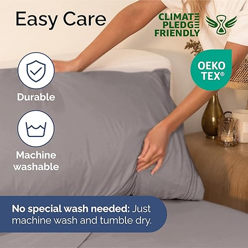 Vista 166 de Juego de sábanas de 4 piezas tamaño king, extrasuaves, transpirables y refrescantes con esquinas profundas, sábanas de fácil ajuste y sin arrugas