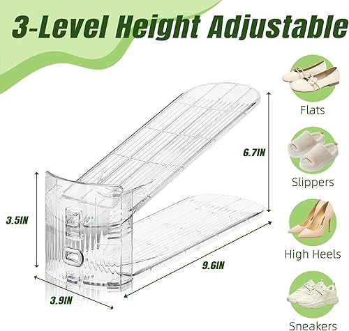 Miniatura 2 de Organizador de ranuras para zapatos, paquete de 10 unidades, apilador de zapatos transparente, organizador de ranura ajustable para zapatos,
