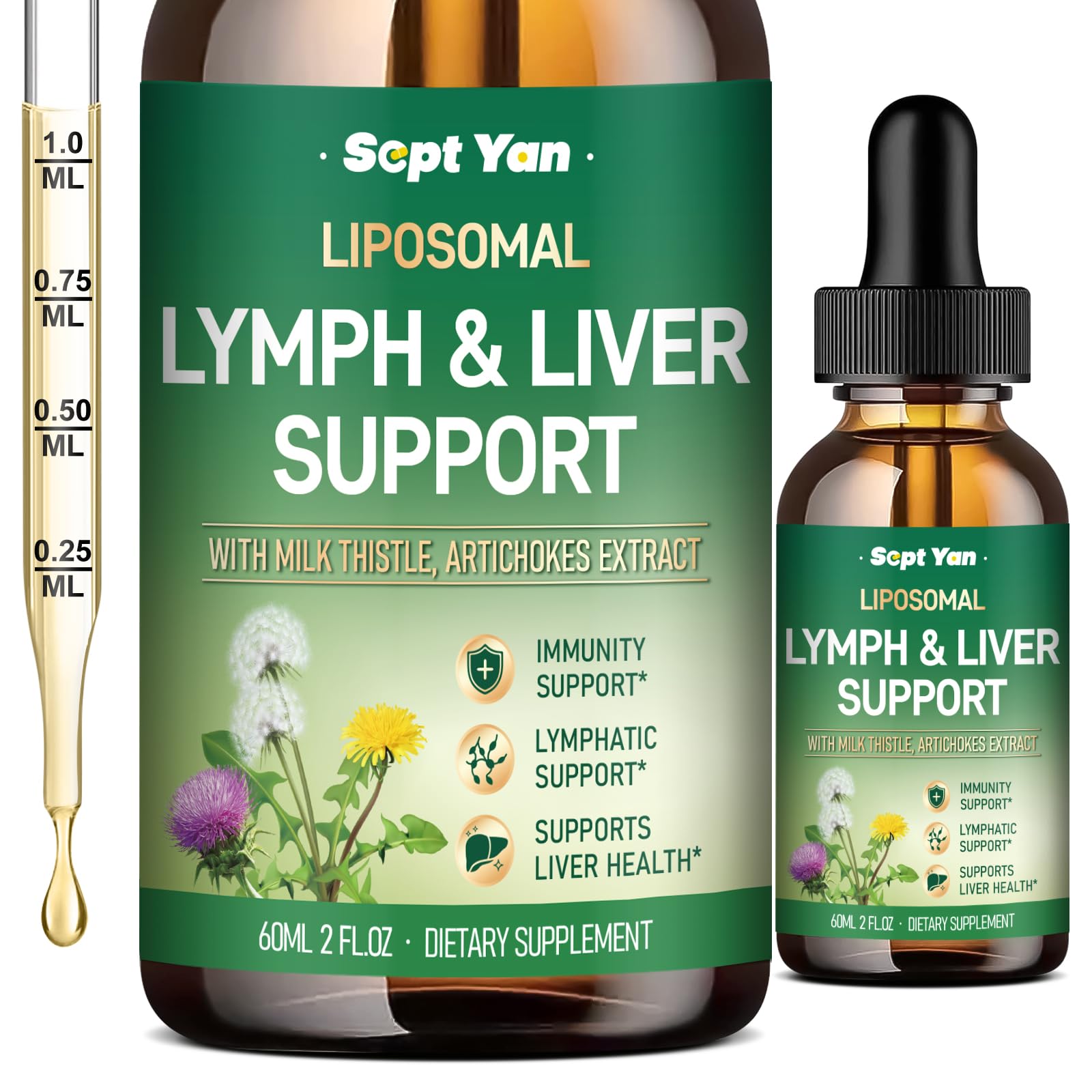 Liposomal Lymphatic Support Drops - Lymphatic Supplements with Milk Thistle, Burdock Root for Women & Men, Natural Flavor, 2 Fl Oz — Amazon image 6