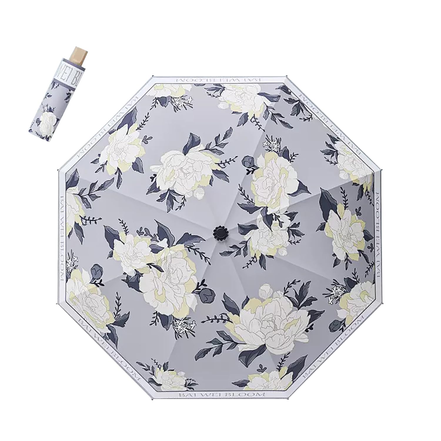 House of QuirkFolding Umbrella with Floral Pattern - Stylish Compact Parasol for Rainy Days