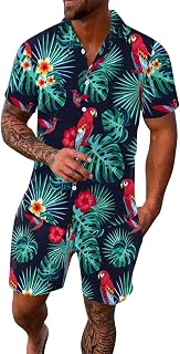 Hombres Primavera/Verano Ocio Deportes Hawaii Beach Style Stitching Stripe Print Pantalones de camisa de manga corta Conjunto de dos piezas Traje de luto Hombre Pantalones de Color sólido
