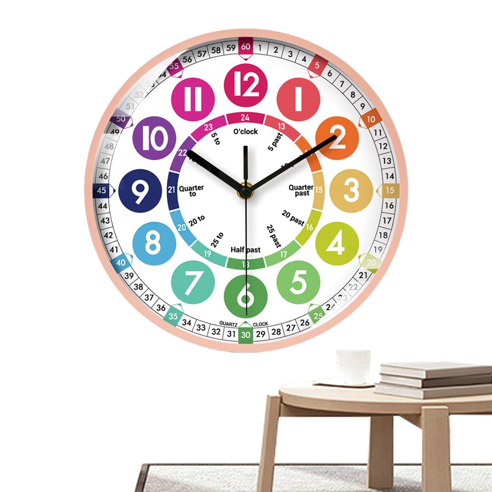 WYFCR Orologio da parete per bambini, orologio da studente, Early Learning Educational Teaching Clock, calendario educativo Telling Time Teaching Clock, orologio a colori per aula e home learning (oro WYFCR Orologio da parete per bambini, orologio da studente, Early Learning Educational Teaching Clock, calendario educativo Telling Time Teaching Clock, orologio a colori per aula e home learning (oro