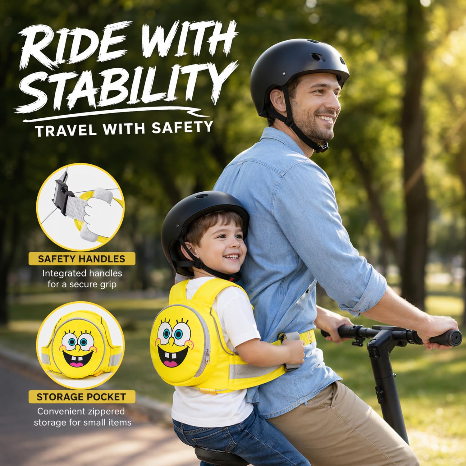 Cinturón de Seguridad Para Motocicleta Eléctrica Arnés de Seguridad Anticaída Para Niños Banda Reflectante Ajustable Arnés de Protección Para Motocicleta Para Niños Adecuado Para Niños de 1 a 12 años
