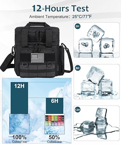 Miniatura 5 de Lonchera táctica para hombres, bolsa de almuerzo con aislamiento grande expandible para adultos, resistente de doble cubierta con correa para el