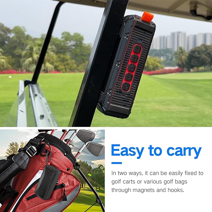 Dprofy Pro Portable Magnetic Bluetooth Golf Speaker - Wireless Waterproof IPX6/Shockproof