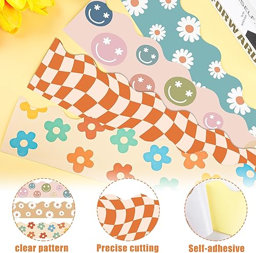 Miniatura 3 de Tablero de anuncios bohemio de 89.6 pies, diseño de los años 70, decoración retro para tablón de anuncios para aula, escuela, oficina, decoración de