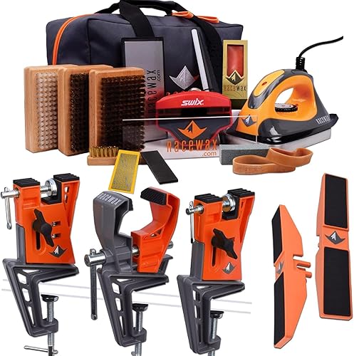 RaceWax Elite Kit de afinación de cera de esquí + tornillo de esquí de metal para Copa del Mundo + adaptador de snowboard - (ZB-5530)