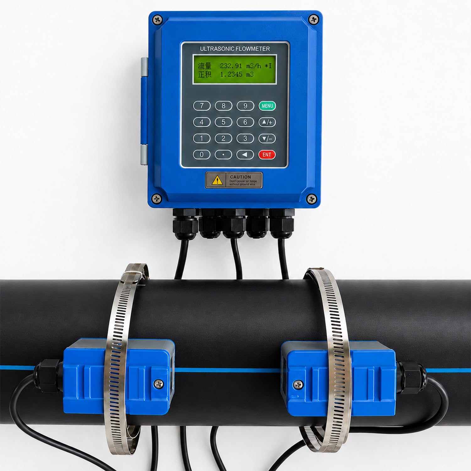 Medidor De Flujo Digital, Caudalímetro Líquido, Montaje De Pinza Externa, Medición Bidireccional, Precisión De Medición ±1%, Ciclo De Medición 2 Veces/S, para Agua, Agua De Mar TS