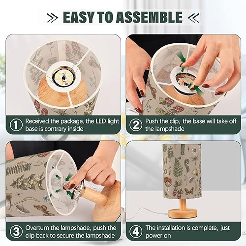 Miniatura 4 de Lámpara de mesa LED Lámpara pequeña Elegante Vintage Woodland Lámpara de mesa para niñas Bar