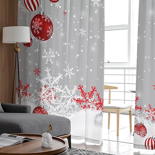 Miniatura 4 de AMZRicher Cortinas traslúcidas de Navidad de 84 pulgadas de largo, juego de 2 paneles de cortinas semitransparentes con bolsillo para barra de