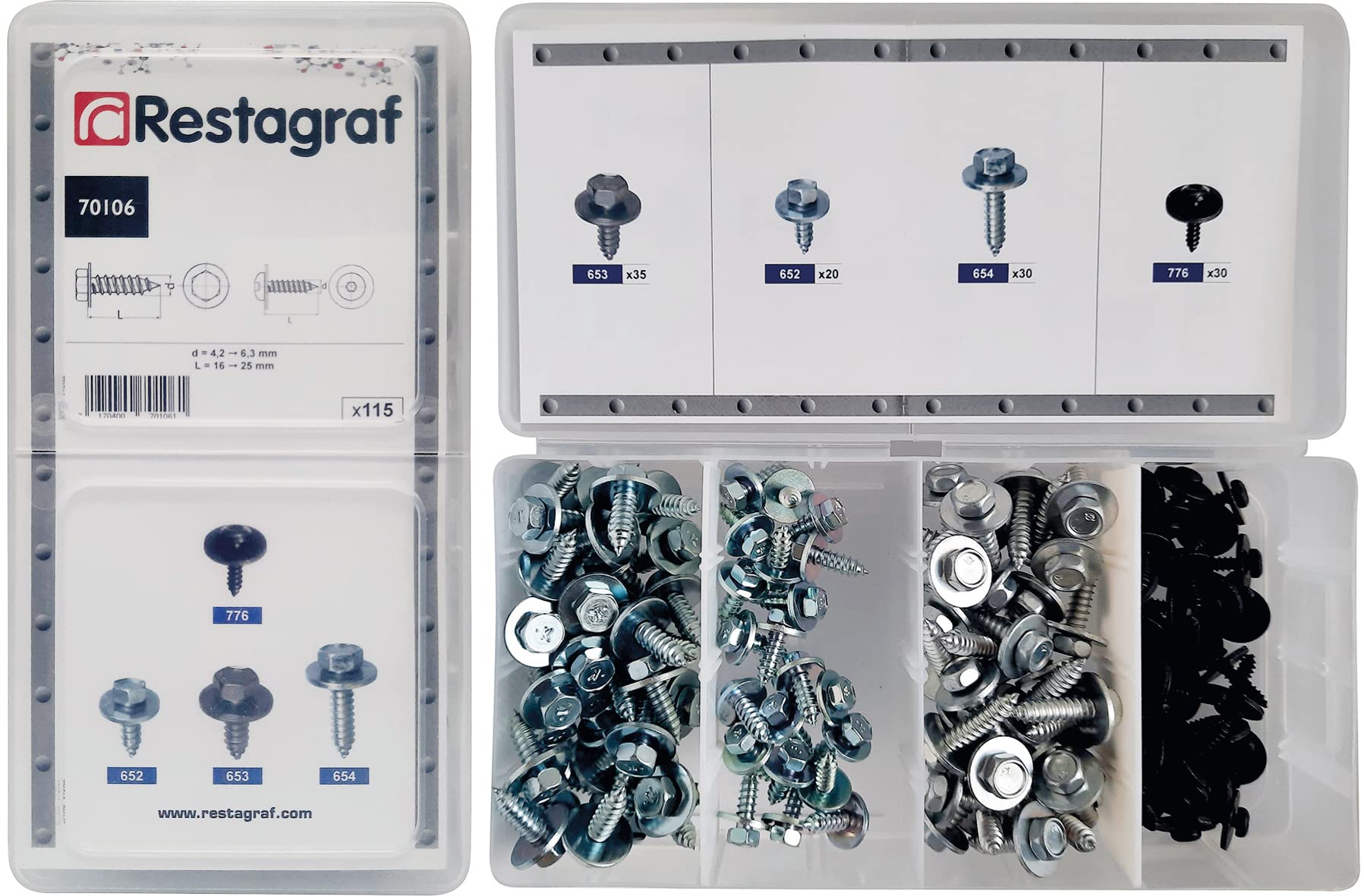 Assortiment vis RESTAGRAF 70106 pour fixations automobiles - 2