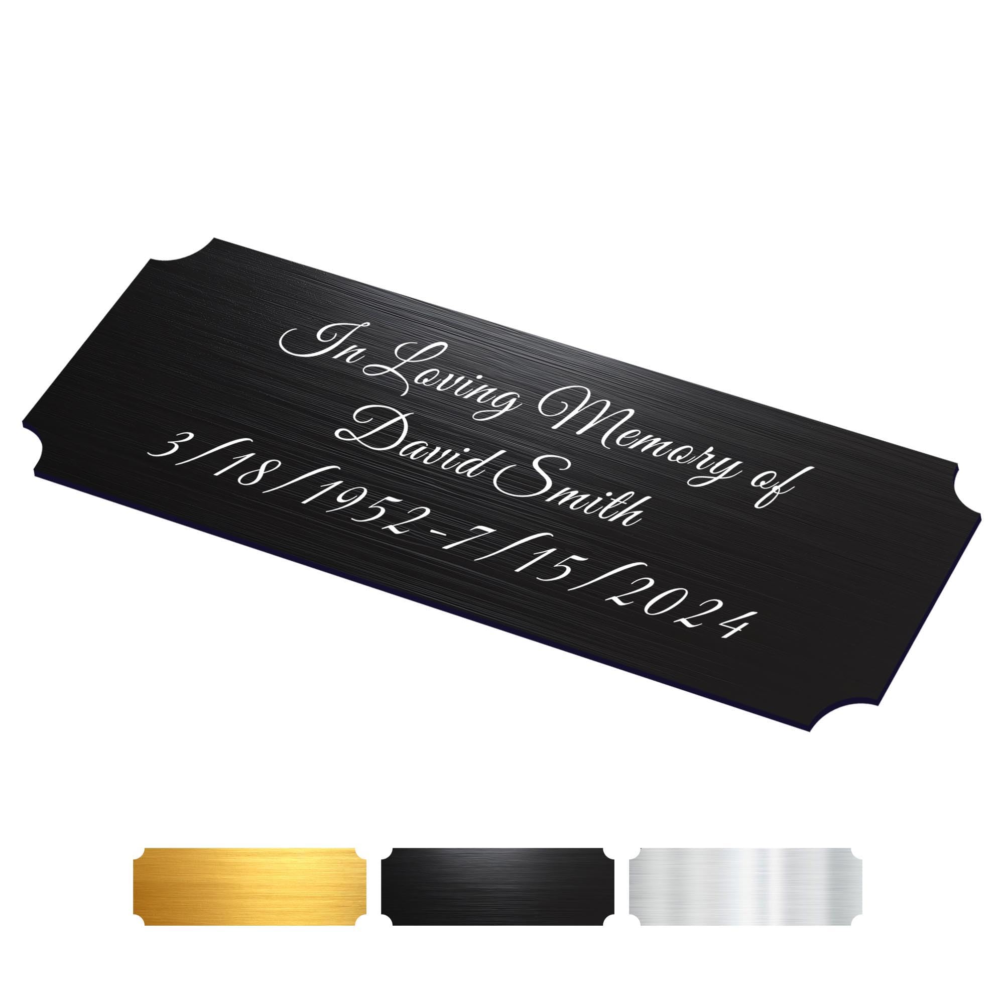 Engraved Plaques Personalised Memorial Plaques for Doors Urns Solid Metal Plate Engraved 1x3in Name Plate Name Label Plaque Name Tags with Adhesive Backing (Black-1x3in, Design 1)