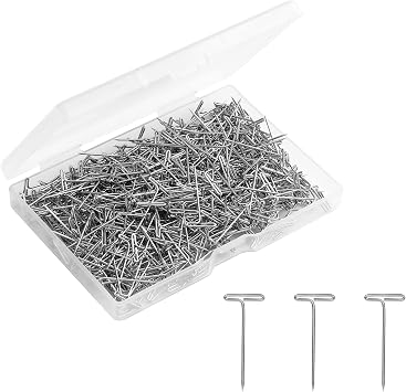 KINBOM 500 Pcs Wig Pins, 1 Inch Jewelry T Pin, Metal Sewing Pins for Wig, Sewing Jewelry Hanging Picture Silver