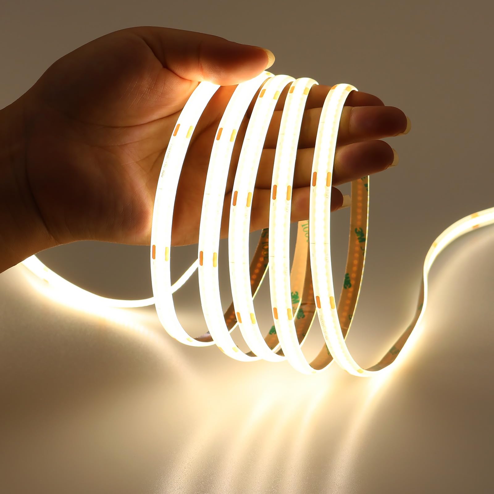 JOYLIT Striscia LED COB 12V 4000K Bianco Naturale da Interni 6 Metri 320LEDs/M 4500LM Luminosità Uniformi Luce CRI 90+ Luci Nastri Dimmerabile Flessibile Adesiva Strip LED (Solo Striscia LED)