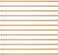 Nuanchu 12pcs 15.75" Half Wooden Beads Trim Molding - Unfinished 3D Pearl Bobbin Wood Trim for DIY Crafts, Cabinets, Walls, Shelves (14mm)