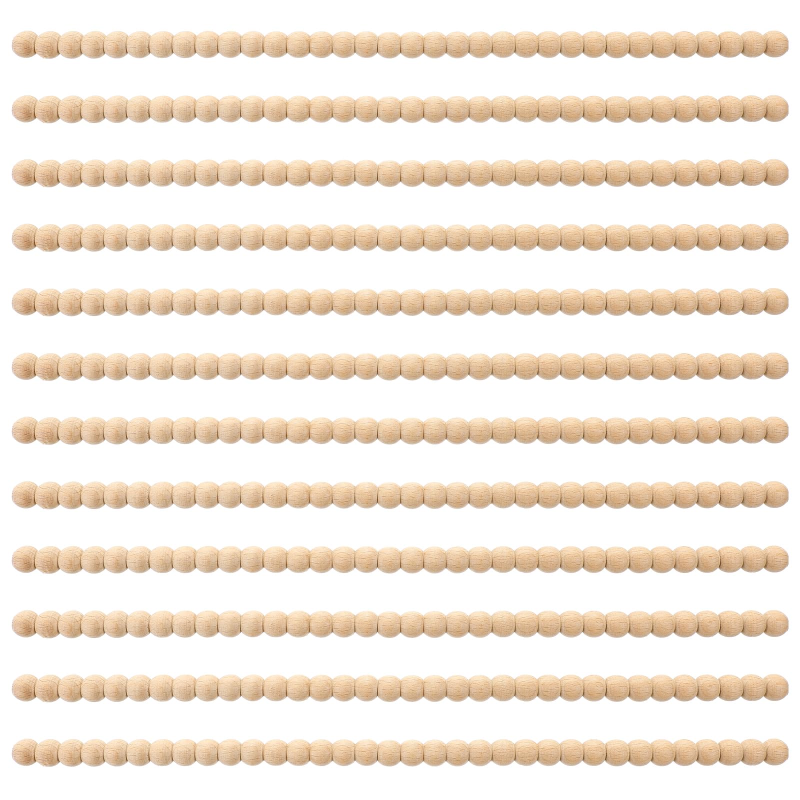 Nuanchu 12 Pcs Decorative Beaded Wood Trim Half Wooden Beads Trim Molding 15. 75 Inch Unfinished 3D Decorative Bead Pearl Wood Molding Cute DIY for Home Wall Cabinet Shelf Window Door (14 mm)