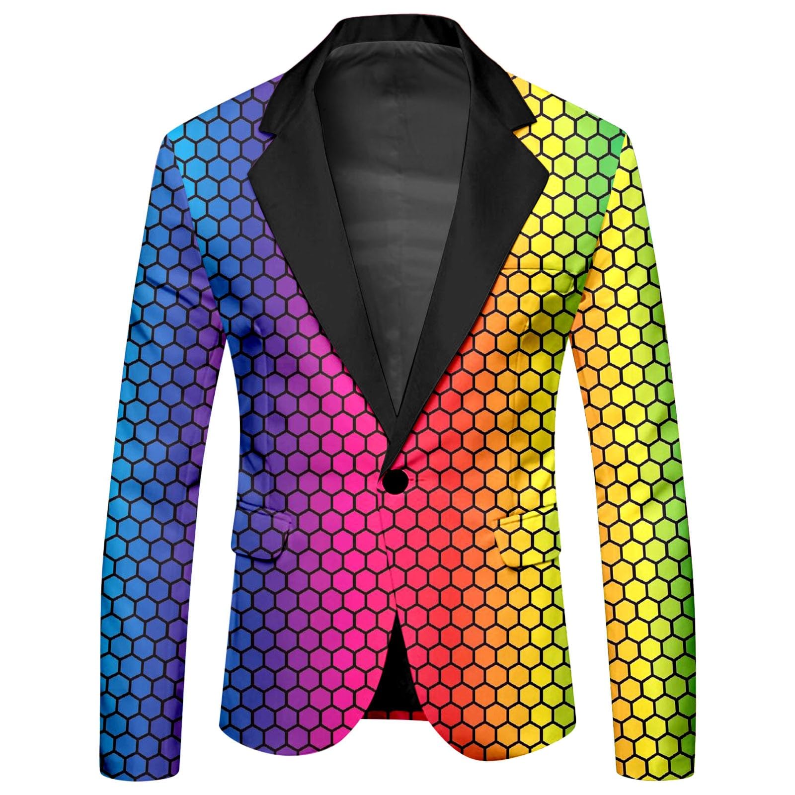 Men's Colourful Printed Slim Fit Funny Suit Jacket with Pattern for Carnival Party Festival Blazer Modern Leisure Costume Jacket Wedding Stage Outfit
