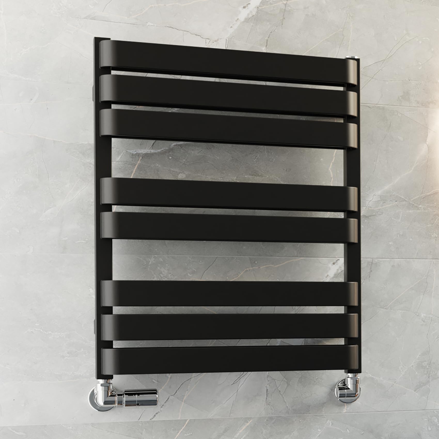 Terma Towel Rail (Cen./Heating), Steel, Soft 9005 (Matt Black), 655h x 500w [1569 BTUs t50]