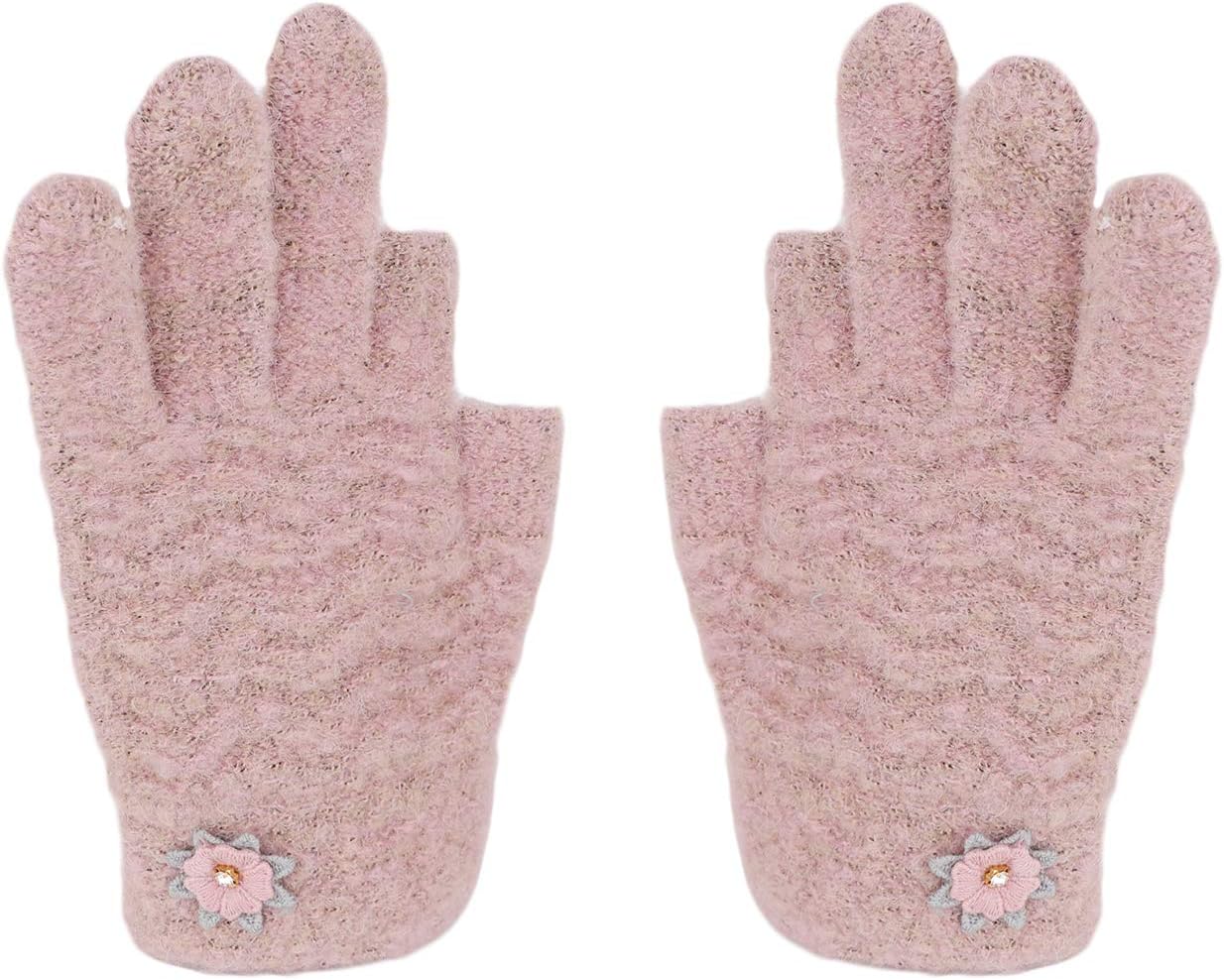 PURFUN Women Girls Cold Weather Thermal Short Knitted Full-Finger Gloves Driving Cycling Reading Touch Screen Gloves Mittens Hand Warmer, Christmas New Year Gift : Clothing, Shoes & Jewelry