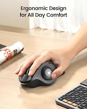 ProtoArc EM01 NL Ergonomik Kablosuz Fare İztopu Fare, Ayarlanabilir Açı | Başparmak kontrolü, şarj edilebilir, 2.4G USB ve 2 Bluetooth, 5 DPI, PC/Mac/iPad/Windows için