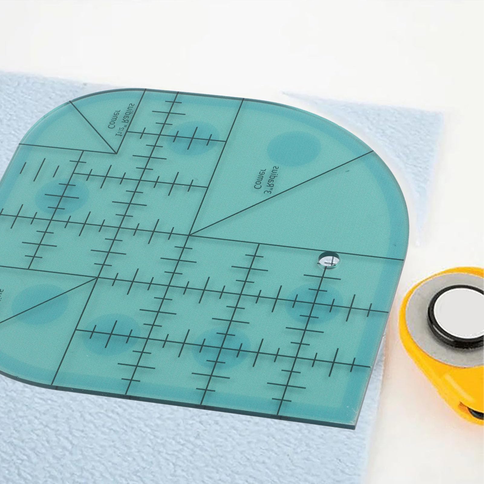 Atyhao Acrylic Sewing Curved Corner Cutter Ruler Sewing Patchwork Template DIY Supplies, Easy to Bind with 2.5cm‑1.2cm, 5cm - Image 3