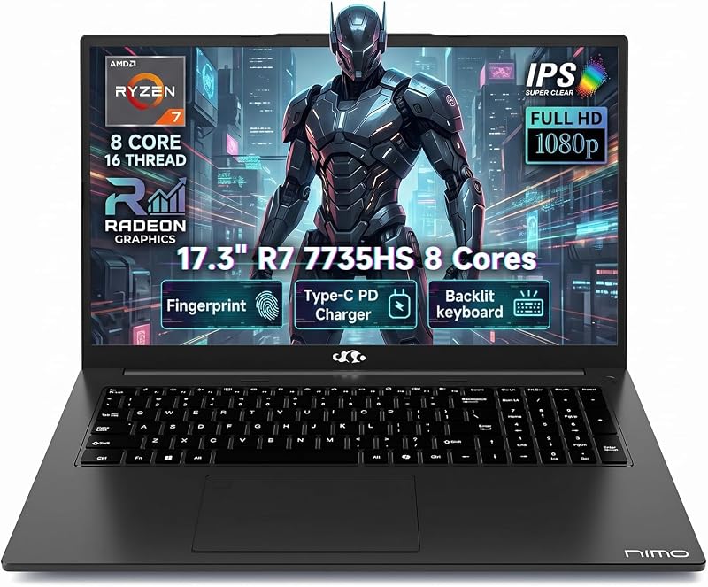 NIMO Light Gaming Laptop 15.6", AMD Ryzen 7 8745HS (Beat 4.9GHz, 8C/16T)