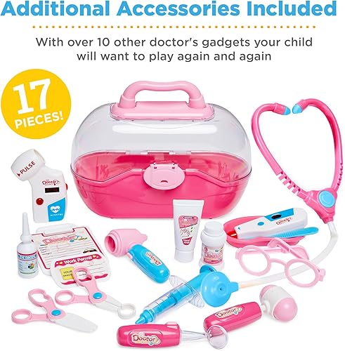 Miniatura 5 de Best Choice Products Play Doctor Kit para niños, juego de estación médica de simulación para niños y niñas con funda de transporte, carrito móvil de