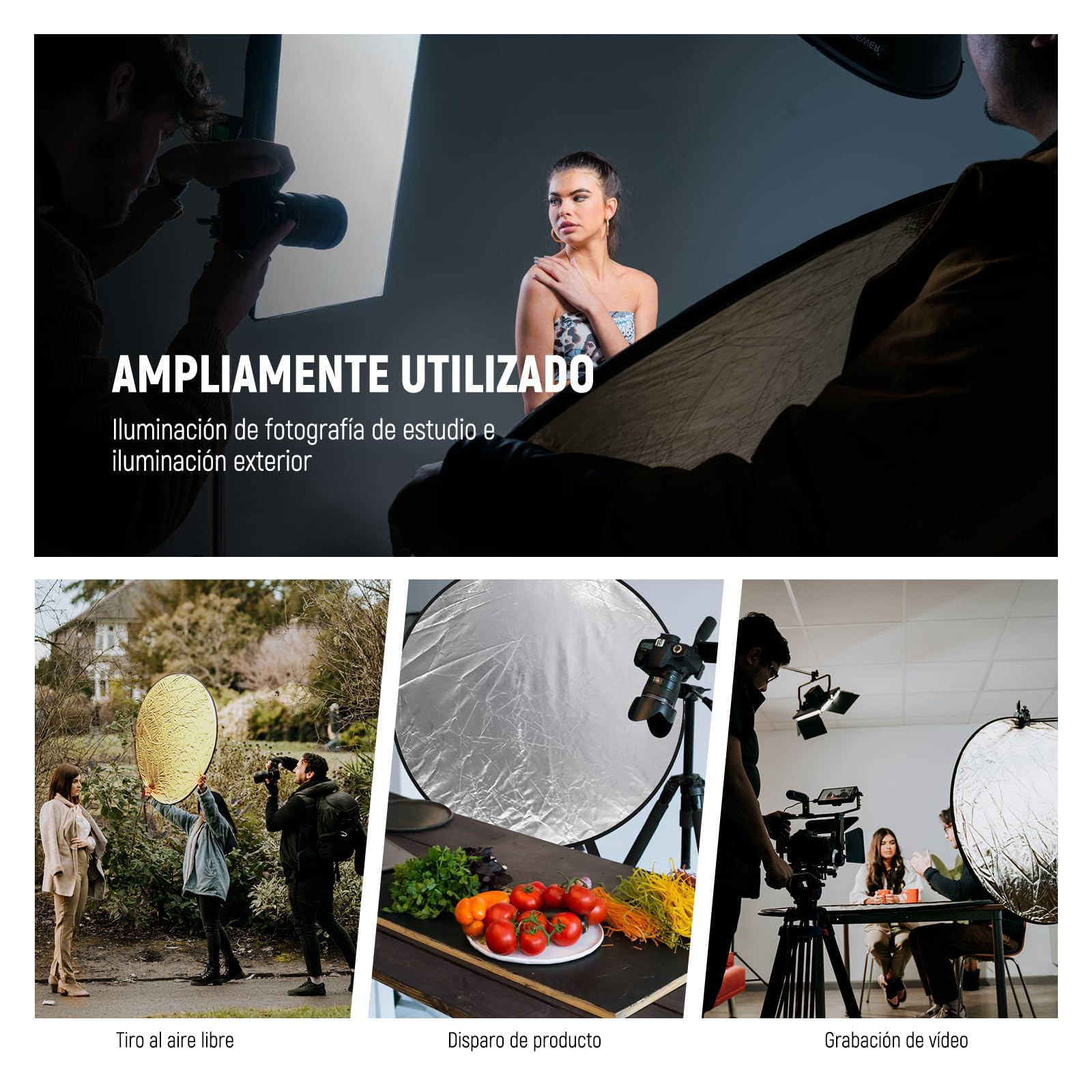 NEEWER - Reflector de Luz de 110 Centímetros 5 en 1 Multidisco Plegable on Bolsa - Translúcido, Plateado, Dorado, Blanco y Negro para Iluminación de Fotografía de Estudio e Iluminación Exterior