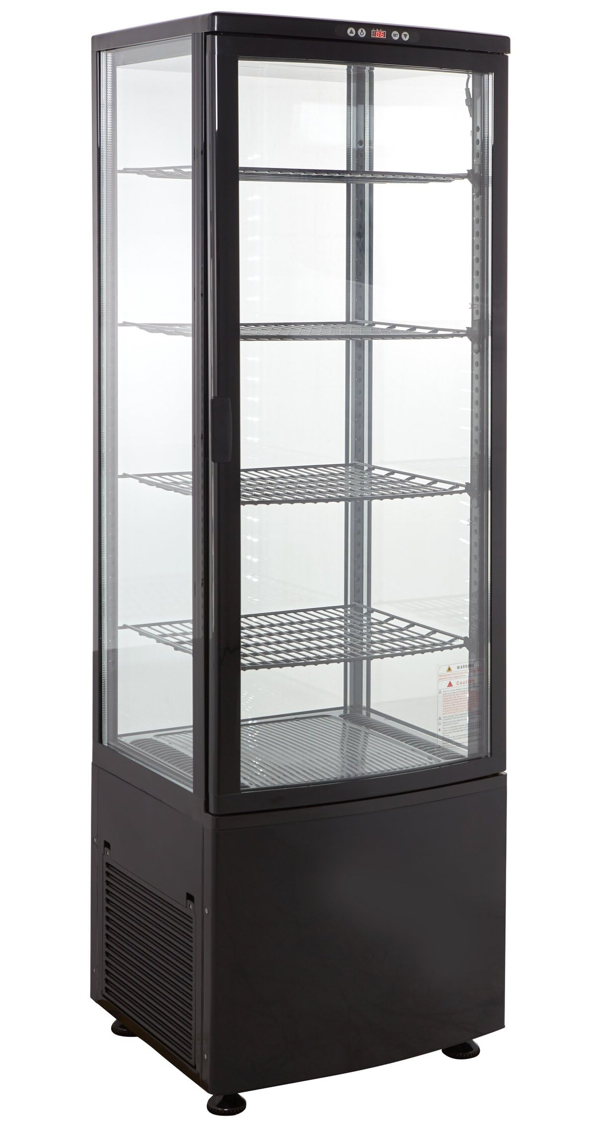 GastroHero Vetrina refrigerante da 235 litri, vetrina a buffet +2 °C e +6 °C con LED, vetrina refrigerante Gastro nero, bancone refrigerante con porta in vetro e convezione, chiudibile a chiave