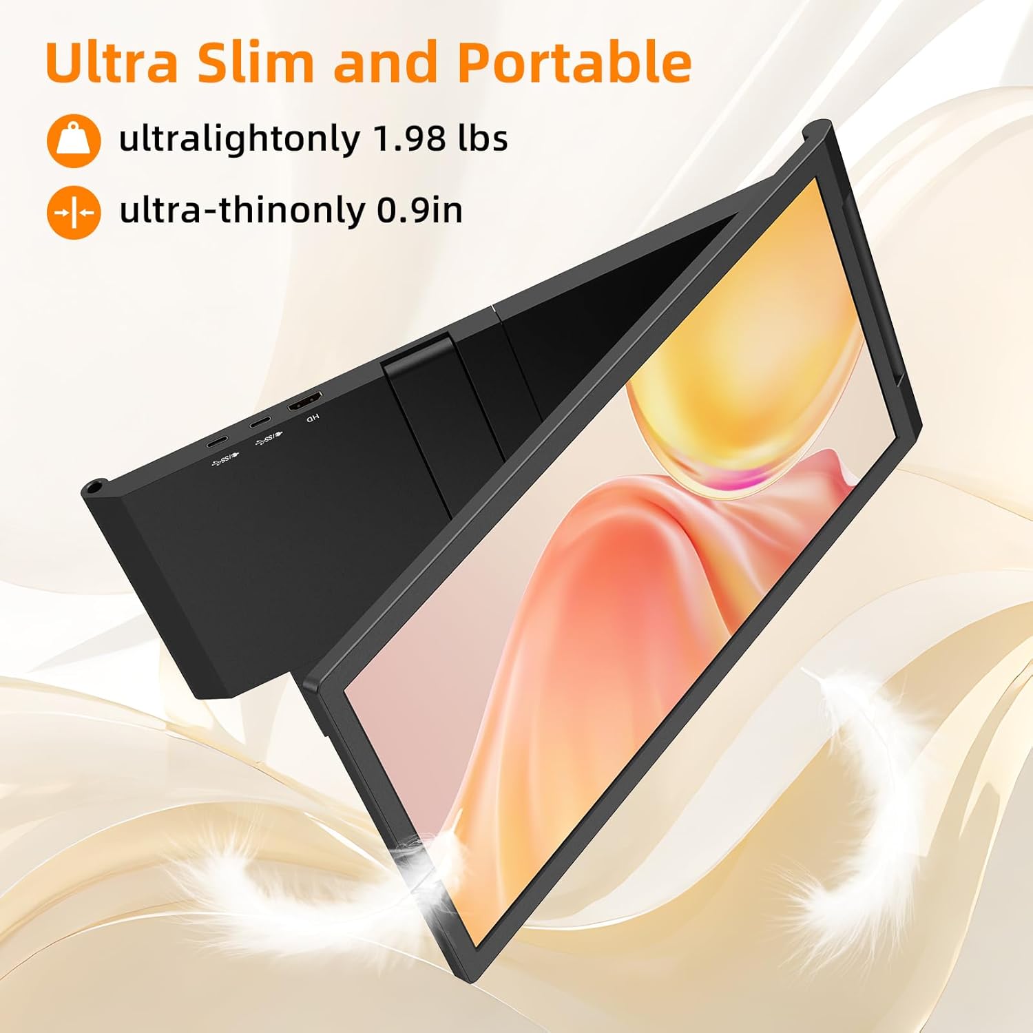 Laptop Screen Extender, 14" FHD IPS 1080P Portable Monitor for Laptop Mini HDMI/Type-C PC Display Extender Fits 14"-16.5" Laptops,Plug & Play for Windows/Mac/Android/Switch/PS5