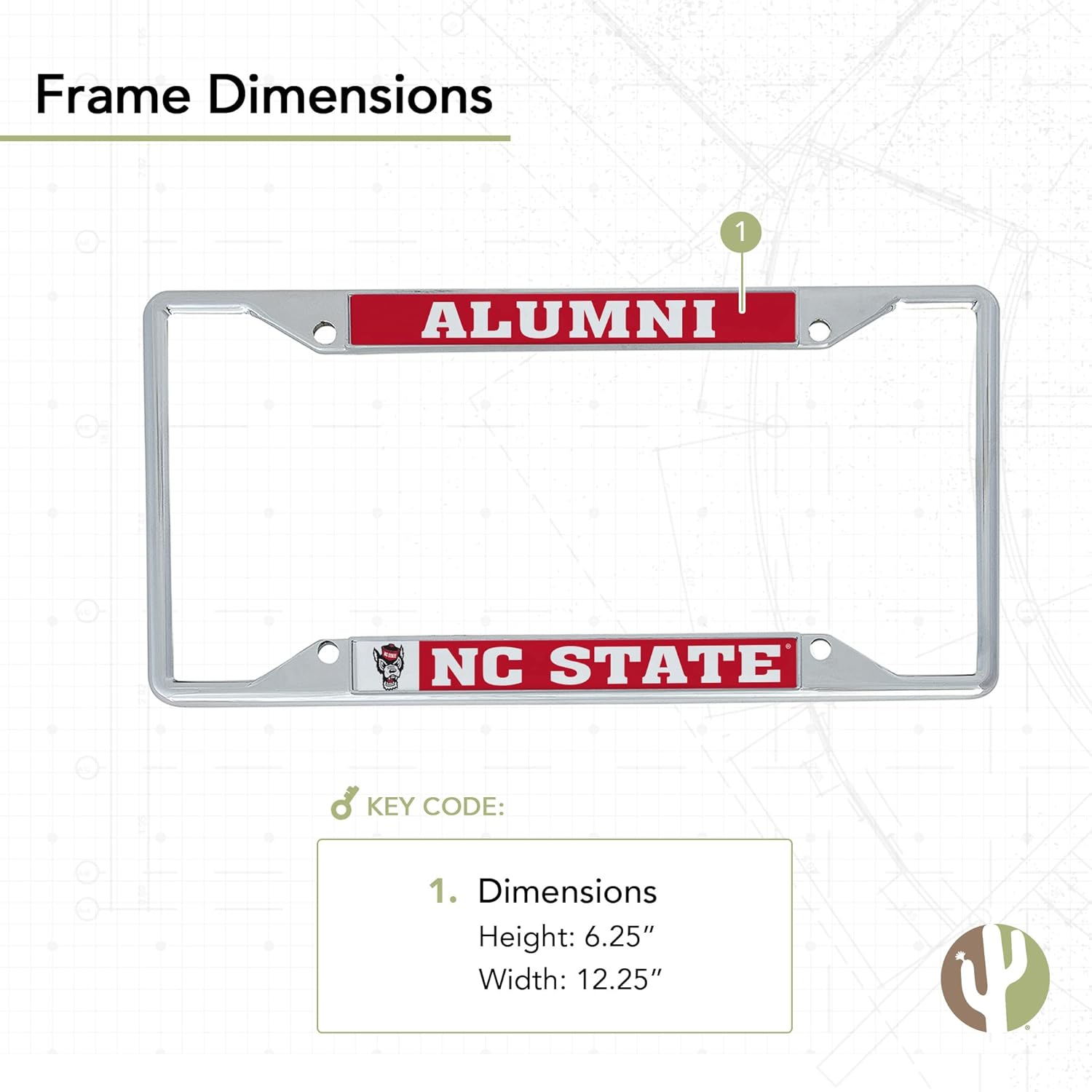 Desert Cactus North Carolina State University Car Accessories Metal License Plate Frame and Sticker for Front or Rear of Car (Sticker Frame Combo - Alumni) - Image 2
