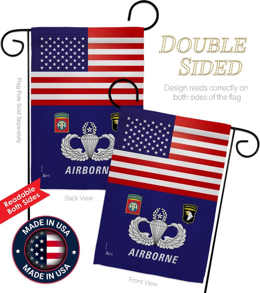 US Airborne Garden Flag - Armed Forces Army Rangers United State American Military Veteran Retire Official - House Decoration Banner Small Yard Gift Double-Sided Made in USA 13 X 18.5
