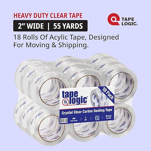 Miniatura 7 de Tape Logic Cinta de embalaje resistente de 2 pulgadas x 55 yardas, 2.0 mil - 12 rollos  Cinta de embalaje acrílica transparente para cajas de envío,