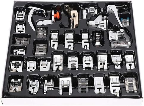 35Pcs Metal Presser Foot Kit, Sewing Machine Accessories, Multifunctional Household Sewing Tool Set with Metal Feet for Feiyue Sewing Machines