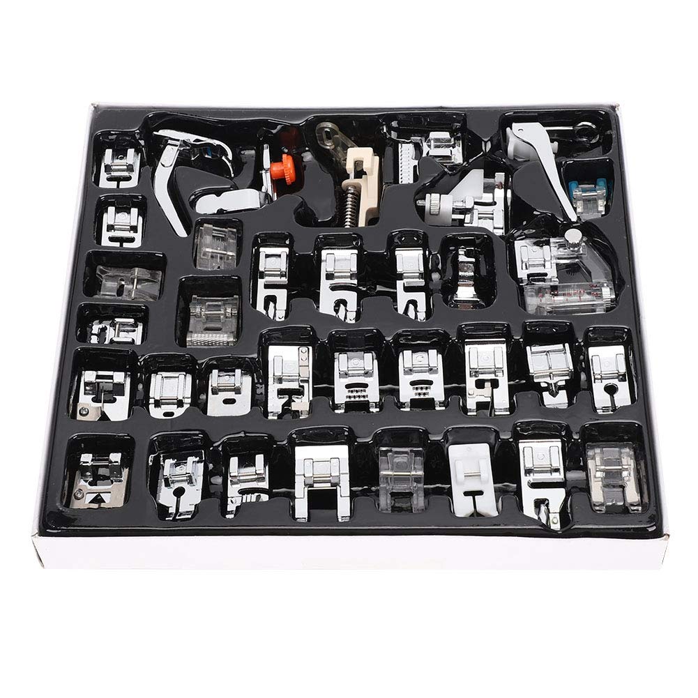 35Pcs/Set Multifunction Sewing Machine Presser, Household Sewing Machine Metal Presser Foot Tool Kit Accessory for Brother, for Singer, for JUKI, for JANOME, for FEIYUE