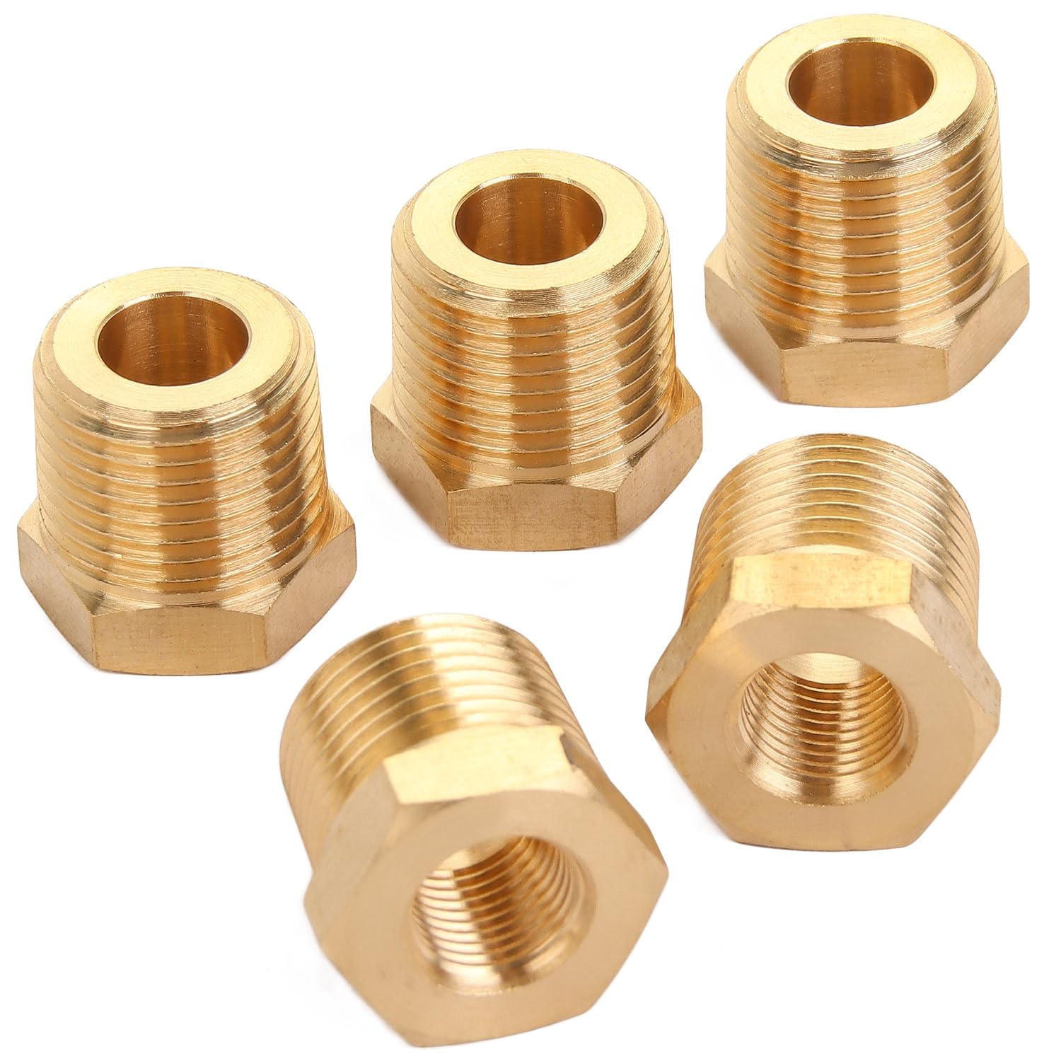 Buje reductor de latón LTWFITTING rosca NPT 3/8 a 1/8 con diseño hexagonal antifugas pack de 5