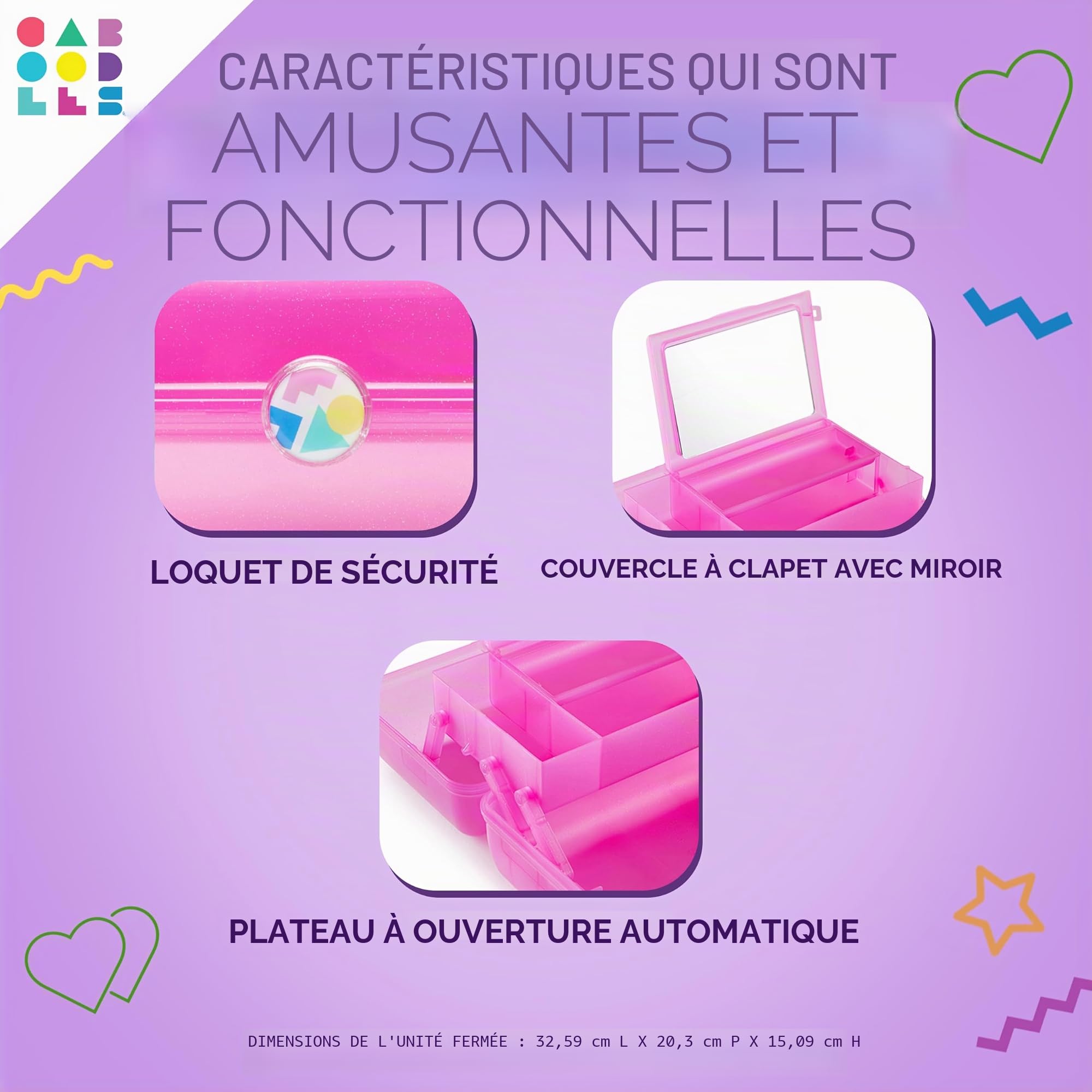 Caboodles on-The-Go Girl Organiseur de Maquillage en Plastique Dur, Miroir intégré, Fermeture sécurisée pour Les Voyages en Toute sécurité, Grand Rangement pour Articles de Grande Taille