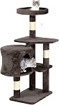 BestPet Arbre à chat jouet d'activité centre tour condo multi-niveaux avec poteaux à gratter pour chats d'intérieur (Gris clair, 54 po)