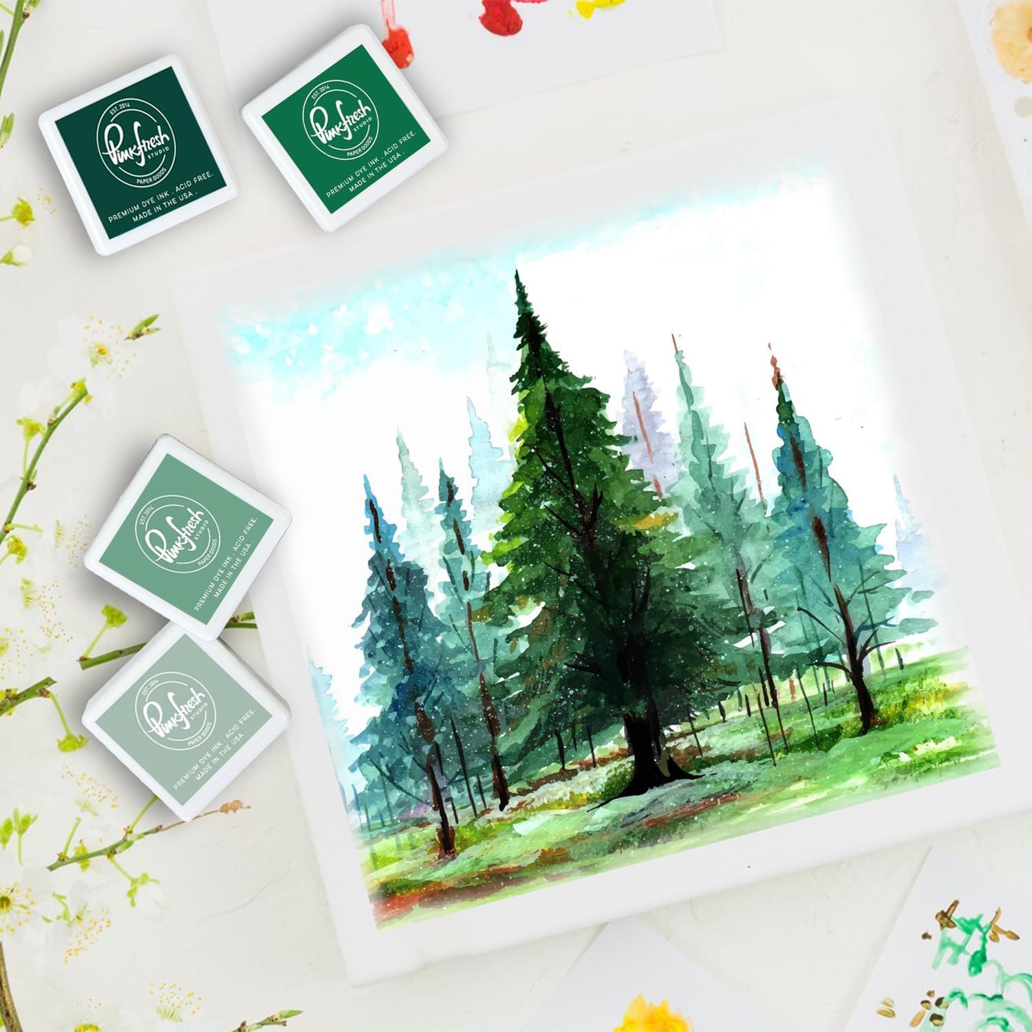 PinkFresh Studio Ink Cubes-Green Gables