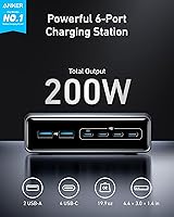 Vista 2 de Anker Estación de carga Prime, cargador de escritorio GaN de 6 puertos de 200 W, cargador USB C de carga rápida para múltiples dispositivos