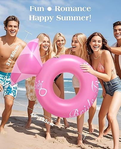 Miniatura 55 de HeySplash Anillos de natación inflables con purpurina, flotador de piscina de verano en forma de flor, flotadores de tubo flotador, juguetes