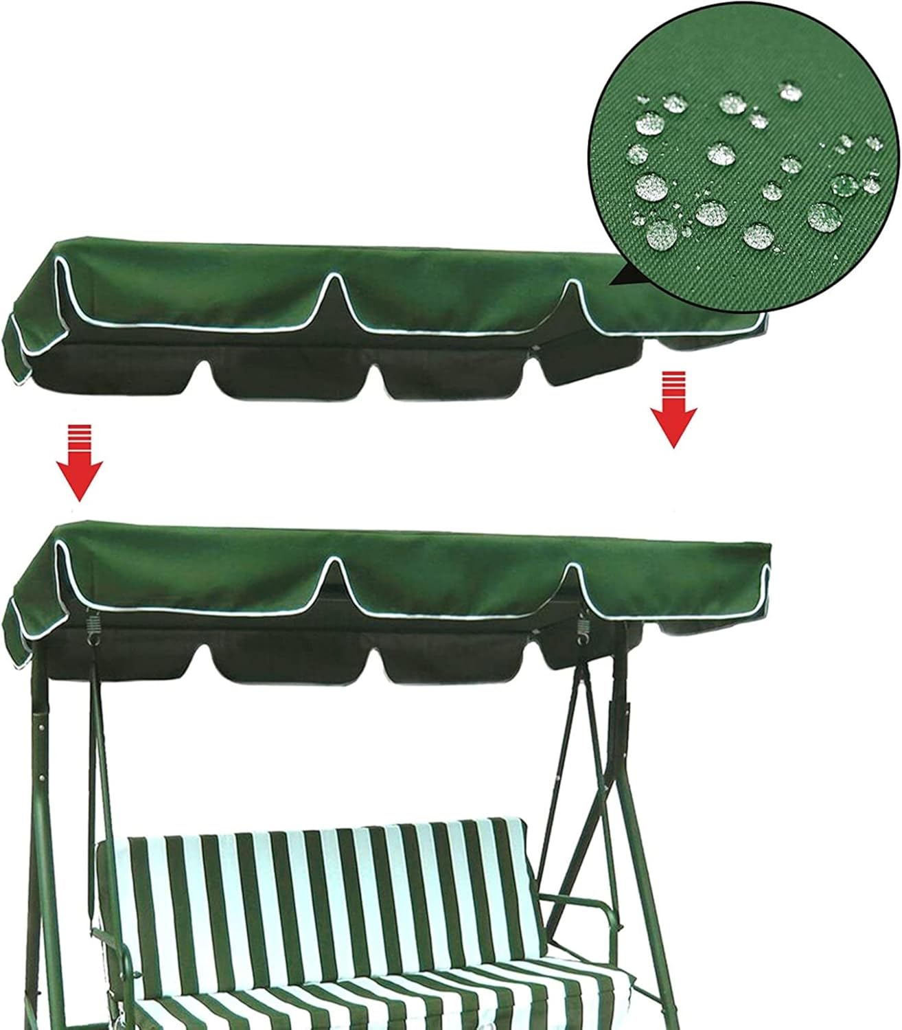 Swing Canopy Porch Swing Canopy Replacement Waterproof Swing Top Cover Outdoor Swing Seat Top Cover 600D Strong Swing Cover Sun Shade,for Garden Patio(Canopy Only)
