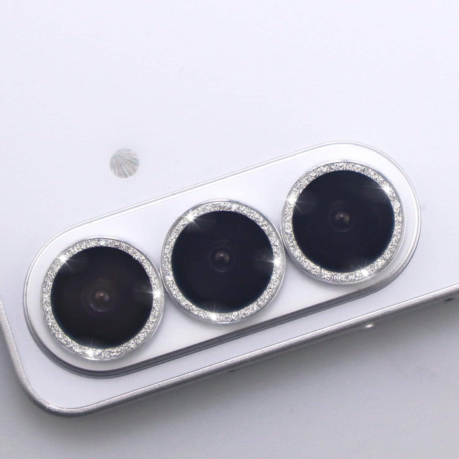 for Samsung Galaxy S26 / S26 Plus Camera Lens Protector, Bling Glitter Metal Ring Tempered Glass Lens Cover Accessories (Silver) image 4